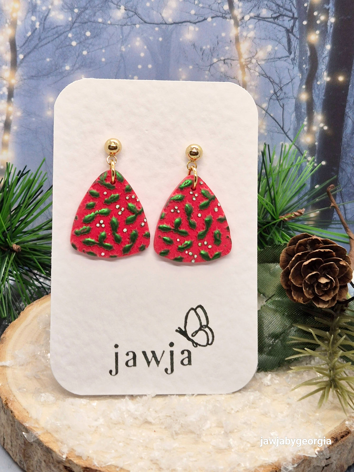 HOLLY AND BERRY CHRISTMAS EARRINGS